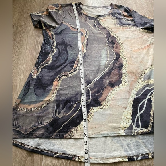 Women’s Tunic Top Relaxed Tshirt Crew Neck Fashion Marble Print Size XL - 3XL - Picture 7 of 9
